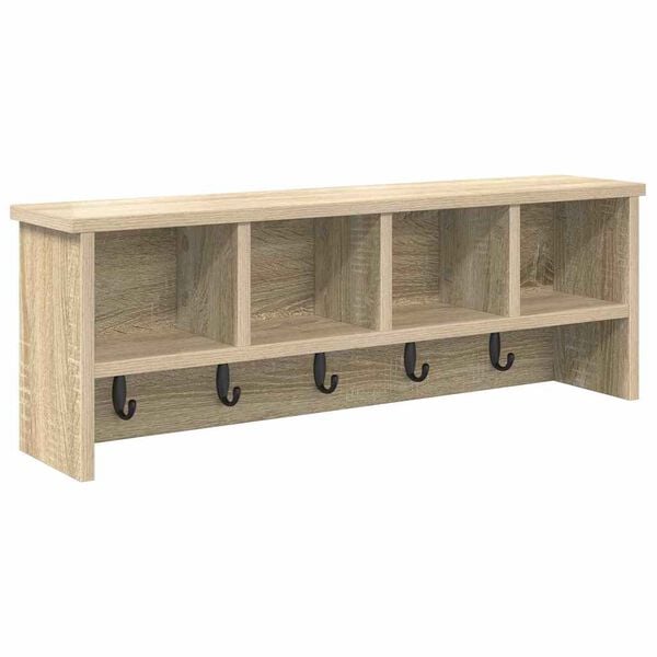 vidaXL Wall-Mounted Coat Rack with Shelf Sonoma oak 75 x 16 x 26 cm