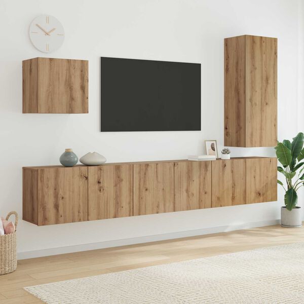 vidaXL TV Wall Unit Wall-mounted 5 pcs Artisan Oak Engineered Wood