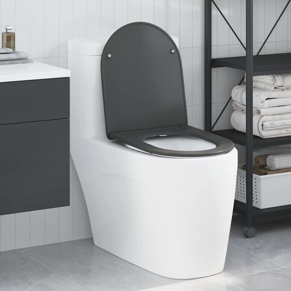 vidaXL Toilet Seat Anthracite 44 x 36.4 x 3.4 cm Duroplast