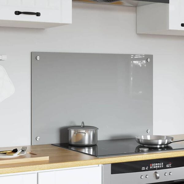 vidaXL Kitchen Backsplash Light Grey 80 x 50 cm Tempered Glass