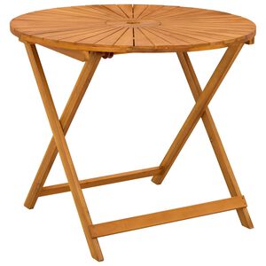 vidaXL Folding Garden Table Natural &Oslash;90 x 75 cm Solid Acacia Wood