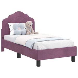 vidaXL Toddler Bed Frame with Headboard Purple 70 x 140 cm Velvet