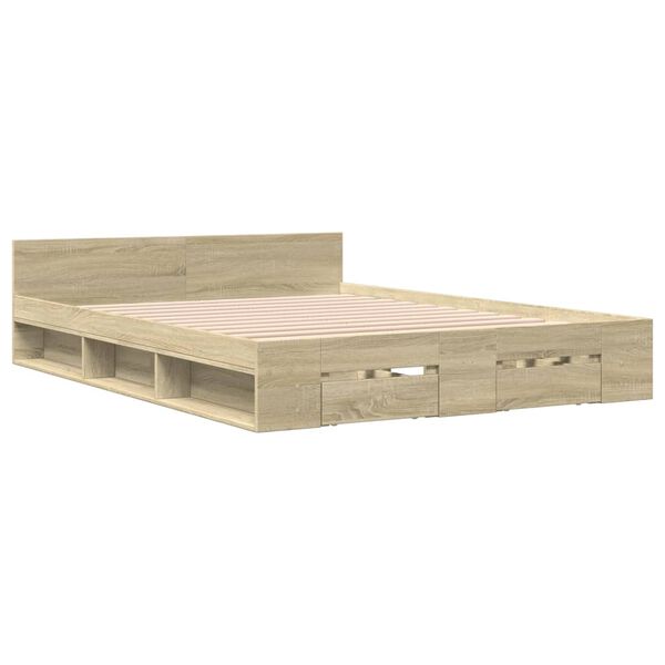 vidaXL Bed Frame with Drawers without Mattress Sonoma Oak 120x200 cm