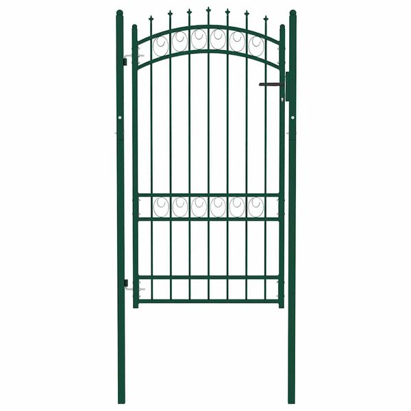 vidaXL Fence Gate with Spikes Steel 103x134.5 cm Green