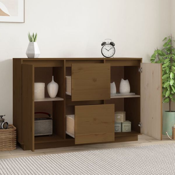 vidaXL Sideboard Honey Brown 111x34x75 cm Solid Wood Pine