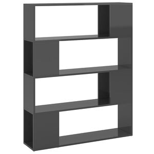 vidaXL Book Cabinet Room Divider High Gloss Grey 100x24x124 cm