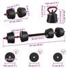 vidaXL 4-in-1 Dumbbell Barbell Kettlebell Set 20kg Black and Red