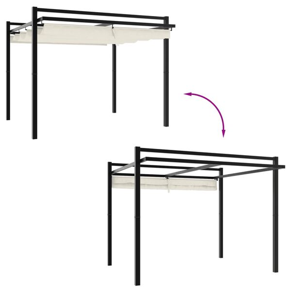 vidaXL Garden Gazebo with Retractable Roof Cream 3x3 m Aluminium