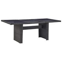 vidaXL Garden Dining Table Black 200x100x74 cm Glass and Poly Rattan