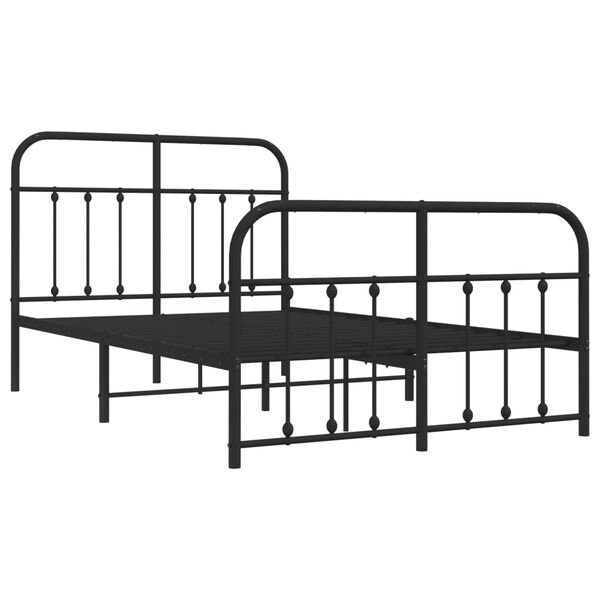 vidaXL Metal Bed Frame without Mattress with Footboard Black 120x190cm