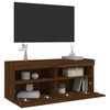vidaXL TV Wall Cabinet with LED Lights Brown Oak 100x30x40 cm
