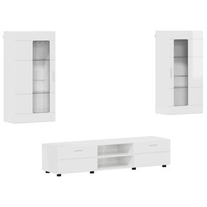 vidaXL TV Cabinet Set FLORIN 3 pcs High Gloss White Engineered Wood