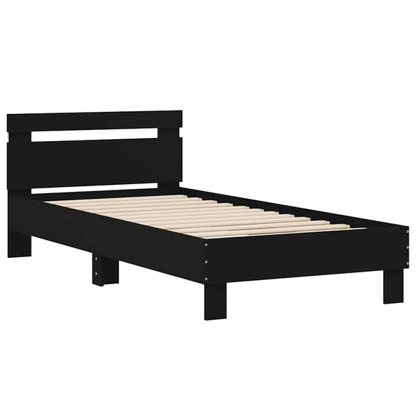 vidaXL Bed Frame without Mattress with LED Lights Black 75x190 cm Small Single