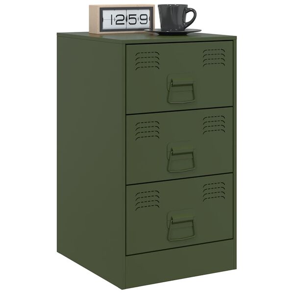 vidaXL Bedside Cabinets 2 pcs Olive Green 34.5x39x62 cm Steel