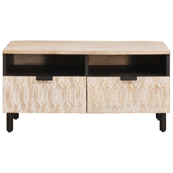 vidaXL Coffee Table with Drawer White 80 x 54 x 40 cm Solid Mango Wood