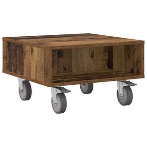 vidaXL Side Table with Wheels Old Wood 50.5 x 50 x 30 cm