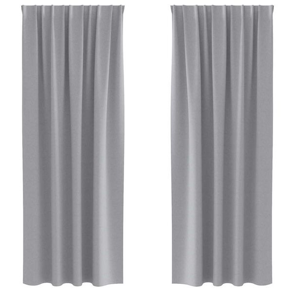 vidaXL Blackout Curtains with Rings 2 pcs Light Grey 260 x 140 cm