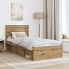 vidaXL Bed Frame Artisian Oak 90 x 200 cm Solid Pine Wood
