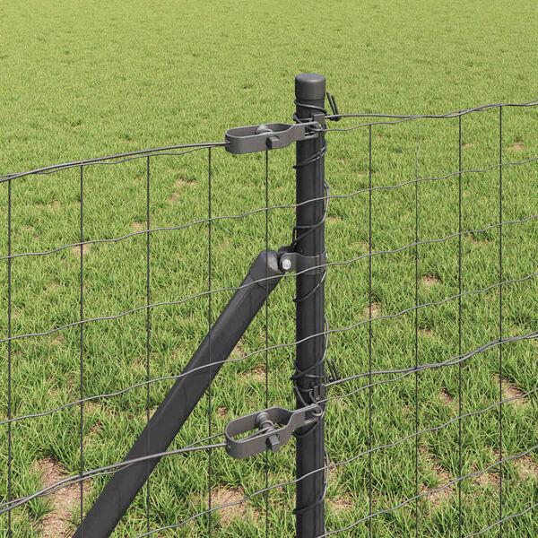 vidaXL Fence with Post Grey 0.4 x 25 m Steel and PVC