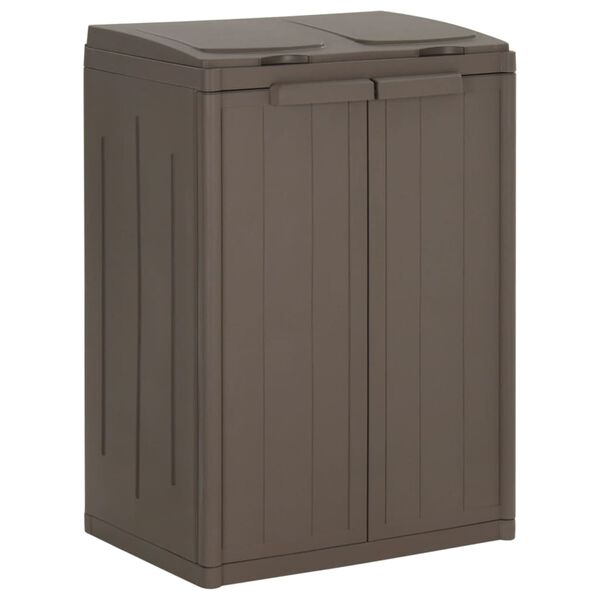 vidaXL Trash Bin with 2 Doors Brown 65x45x88 cm PP