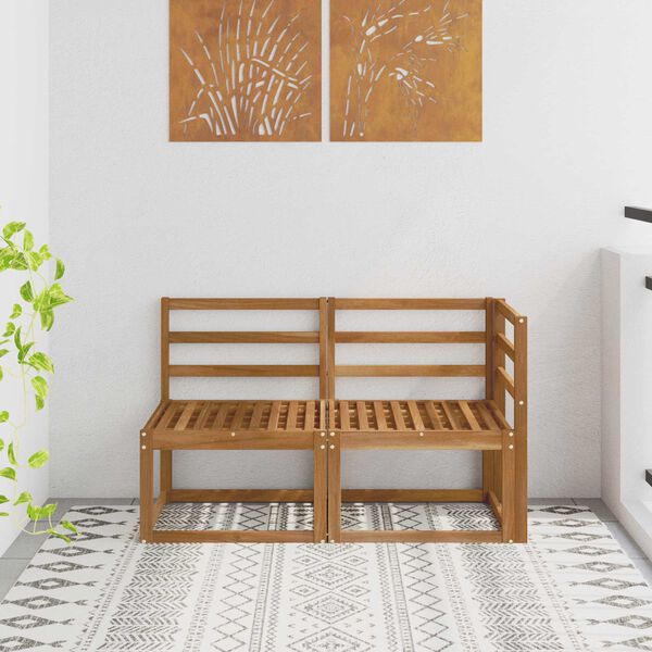 vidaXL Outdoor Middle and Corner Sofa 2 Piece Natural