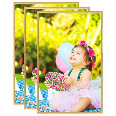 vidaXL Photo Frames Collage 3 pcs for Wall or Table Gold 13x18 cm MDF