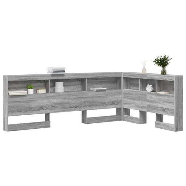 vidaXL Storage Headboard with Shelf Grey Sonoma 120 cm Engineered Wood