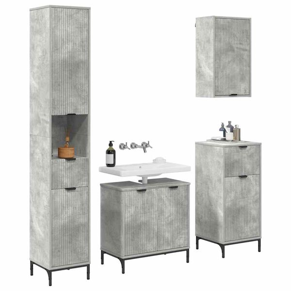 vidaXL Bathroom Furniture Set Concrete Grey Engineered wood, Metal