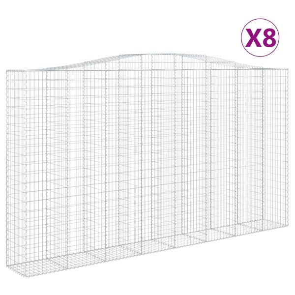vidaXL Arched Gabion Baskets 8 pcs 400x50x220/240 cm Galvanised Iron