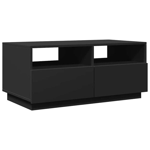 vidaXL Coffee Table with LED Lights Black 90x49x40 cm