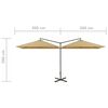 vidaXL Double Garden Parasol with Steel Pole Taupe 600x300 cm