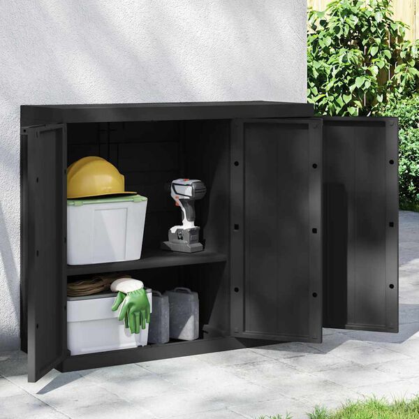 vidaXL Outdoor Storage Cabinet Black 97x37x85 cm PP