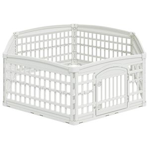 vidaXL 6 Panel Dog Playpen 177.5 x 154.5 x 58 cm Plastic White