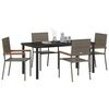vidaXL Garden Dining Set with Cushion 5 pcs Grey Poly Rattan