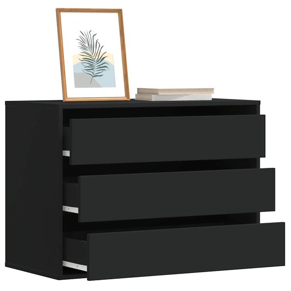 vidaXL Corner Chest of Drawers Black 80x41x58 cm Engineered Wood