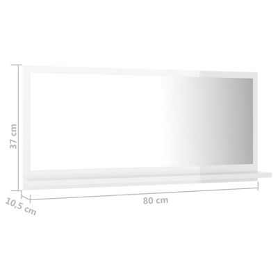 vidaXL Bathroom Mirror High Gloss White 80x10.5x37 cm Engineered Wood