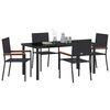 vidaXL Garden Dining Set with Cushion 5 pcs Black Poly Rattan