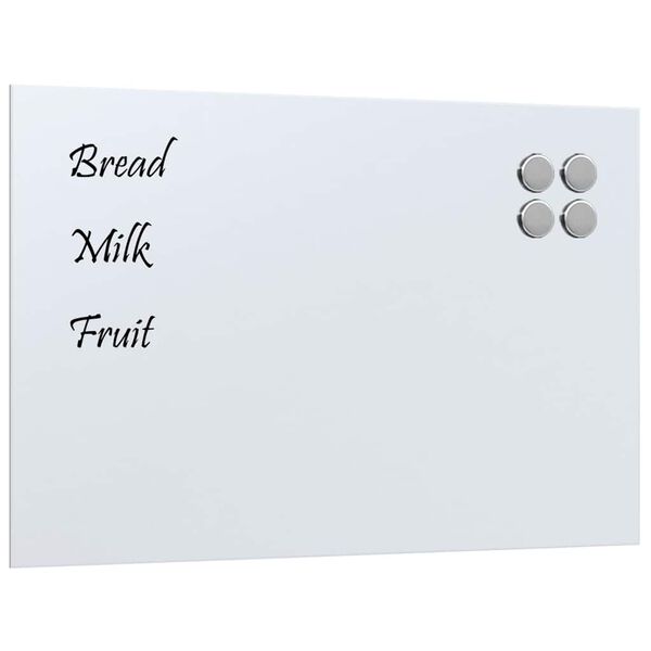 vidaXL Wall-mounted Magnetic Board White 60x40 cm Tempered Glass