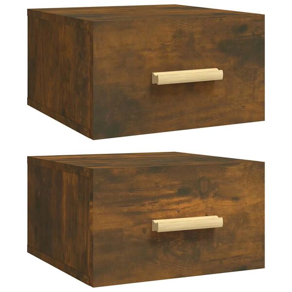 vidaXL Wall-mounted Bedside Cabinets 2 pcs Smoked Oak 35x35x20 cm