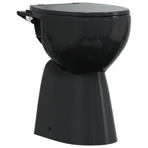 vidaXL Rimless Toilet 7 cm Extra Height Soft Close Ceramic Black