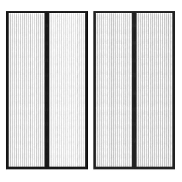 vidaXL Insect Door Curtain 210 x 100 cm 2 pcs Magnet Black