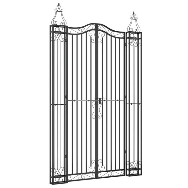 vidaXL Garden Gate Black 121x8x200 cm Wrought Iron
