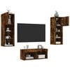 vidaXL 4 Piece TV Wall Cabinets with LED Lights Smoked Oak