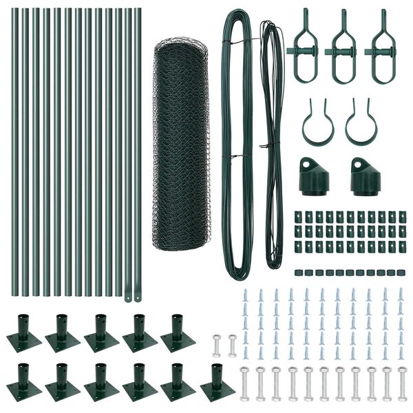vidaXL Fence Post Green 25 x 0.4 m (25 mm mesh) Steel and PVC