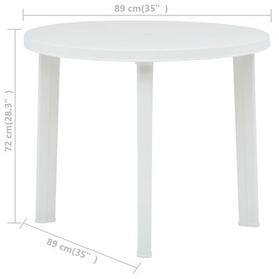 vidaXL Garden Table White 89 cm Plastic