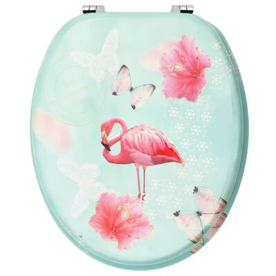 vidaXL WC Toilet Seat with Lid MDF Flamingo Design