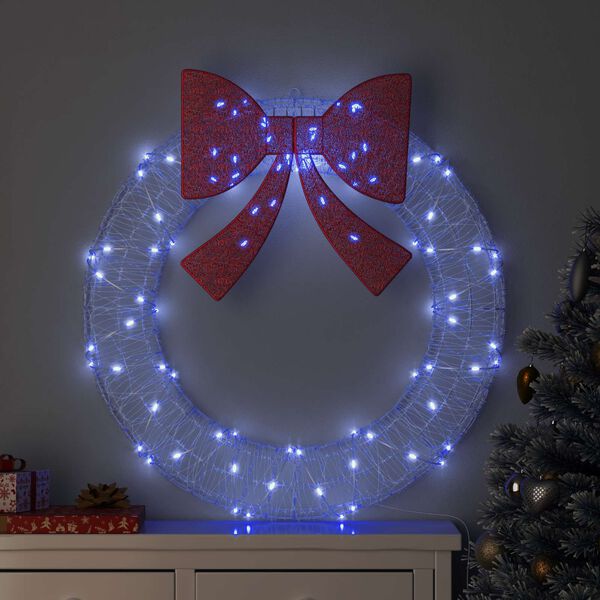 vidaXL Wreath with 80 LEDs Blue 92 x 92 x 9.5 cm Acrylic