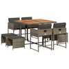 vidaXL 9 Piece Garden Dining Set with Cushions Grey Poly Rattan