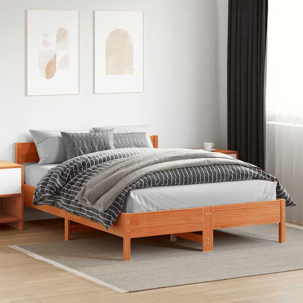 vidaXL Bed Frame without Mattress Wax Brown 160x200 cm Solid Wood Pine