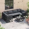 vidaXL Garden Sofa Set with Cushion 6 pcs Black Aluminium